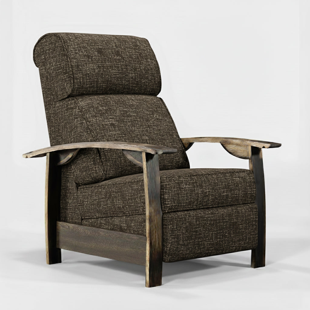 Whiskey Barrel Recliner - Coffee Plush Fabric