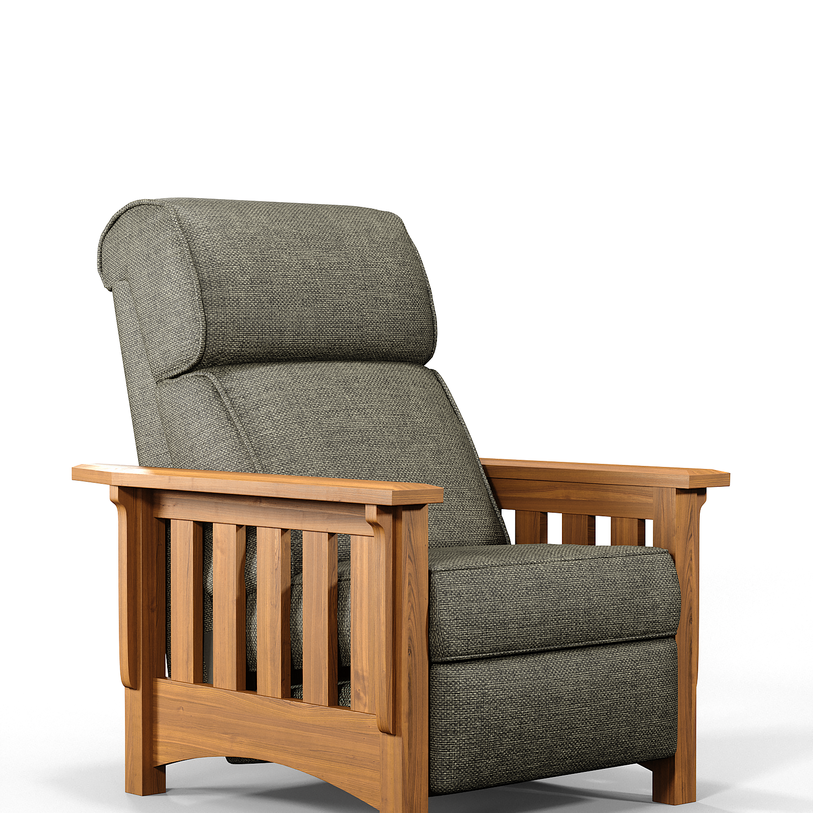 A genuine leather heartwood recliner with wooden frame