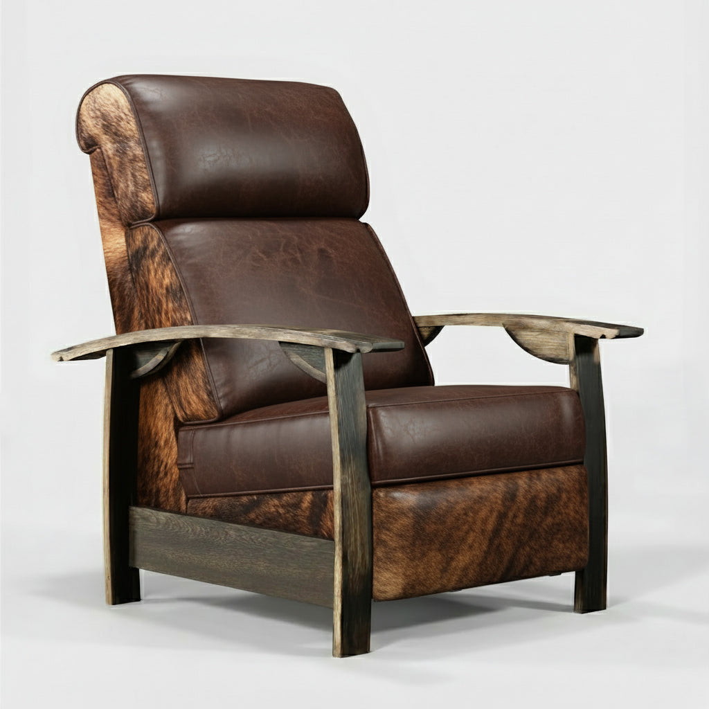 Whiskey Barrel Recliner - Brindle Hide