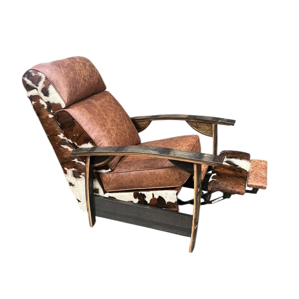 Whiskey Barrel Recliner - Tri-Color Hide