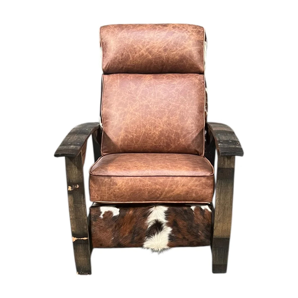 Whiskey Barrel Recliner - Tri-Color Hide