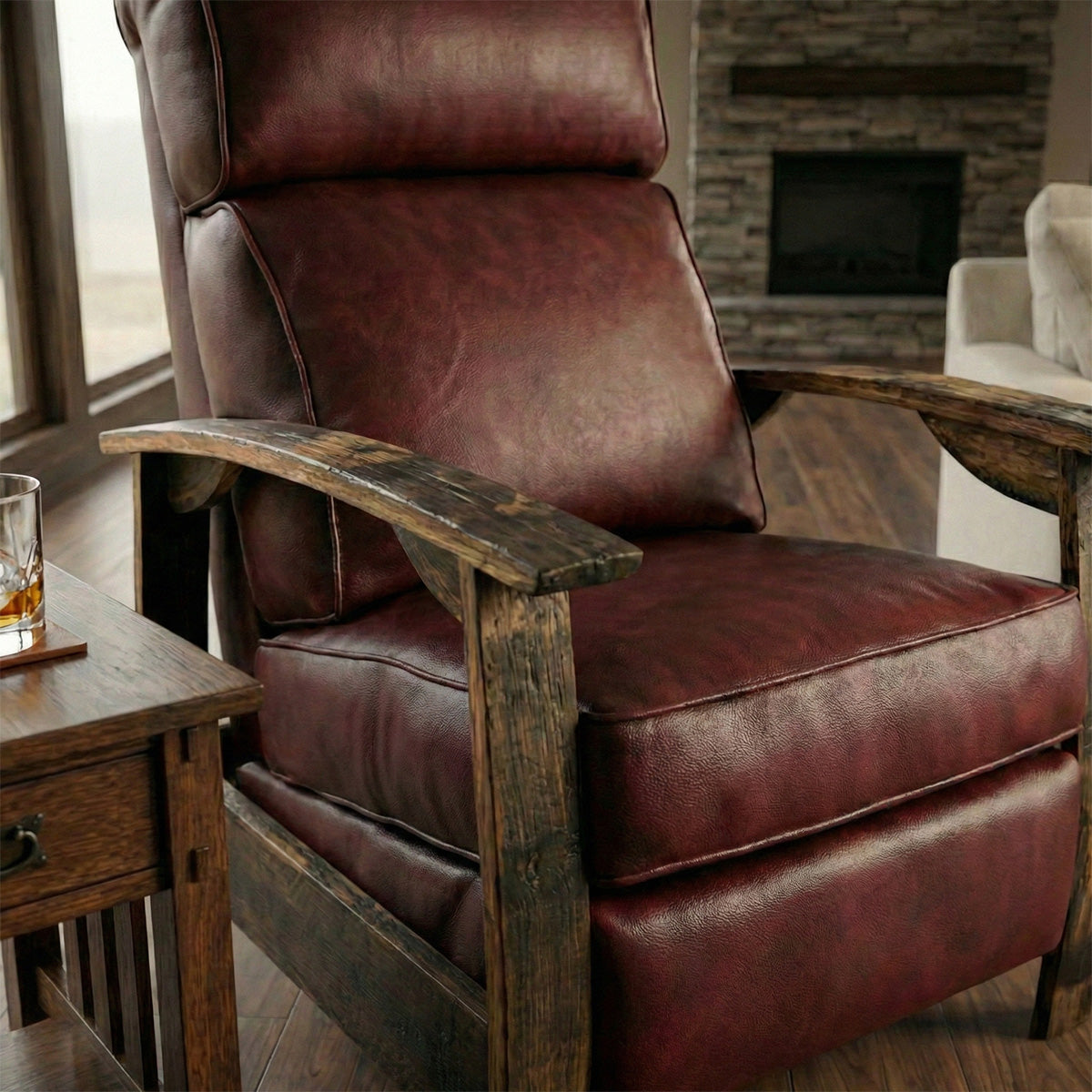Whiskey Barrel Recliner - Saloon Oxblood