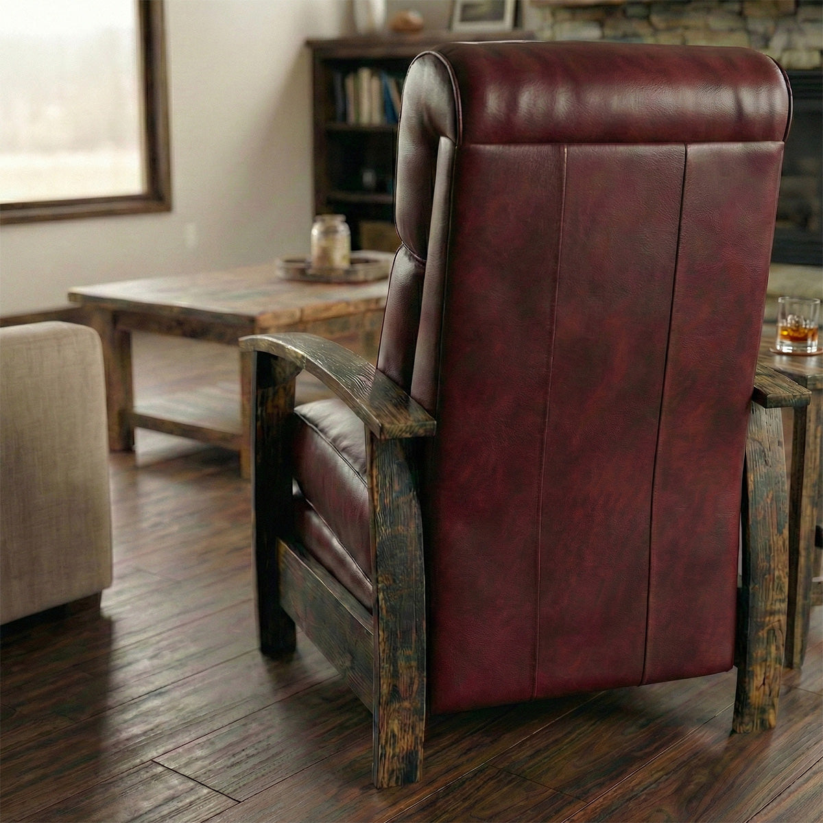 Whiskey Barrel Recliner - Saloon Oxblood