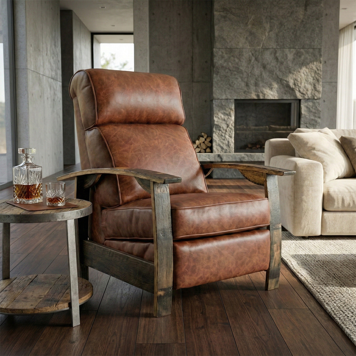 Whiskey Barrel Recliner - Saloon Whiskey