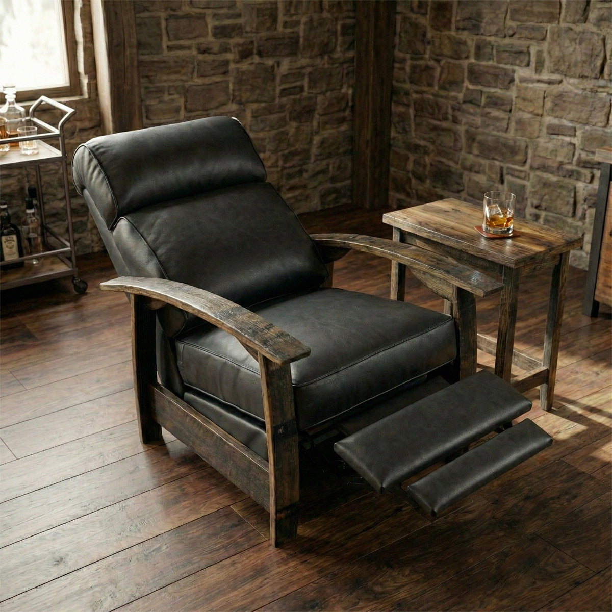 Whiskey Barrel Recliner - Regent Black