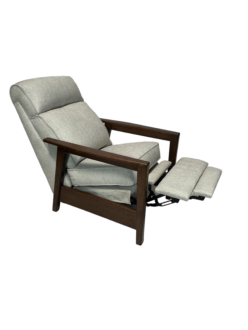 Mid Century Modern Recliner with extended footrest, wooden frame