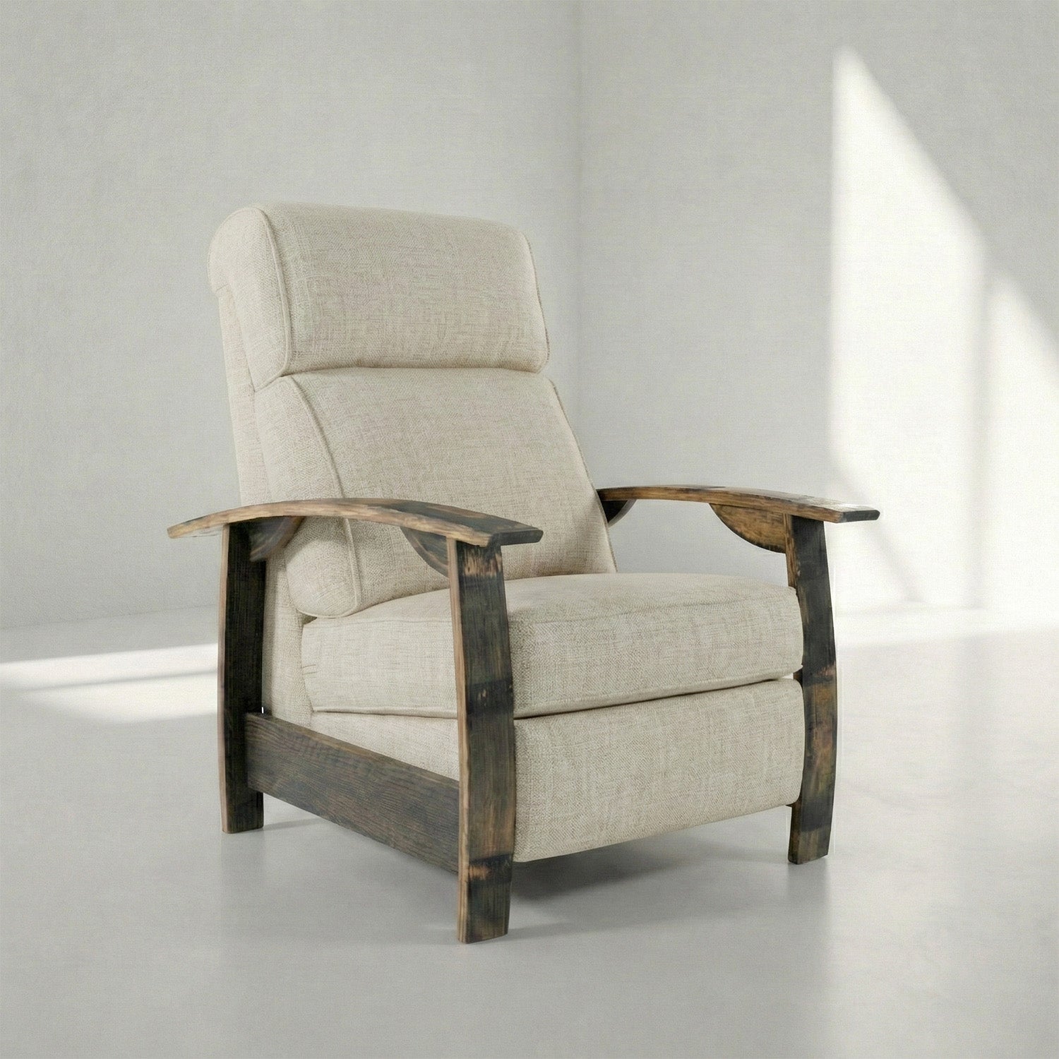 Whiskey Barrel Recliner - Gray Plush Fabric