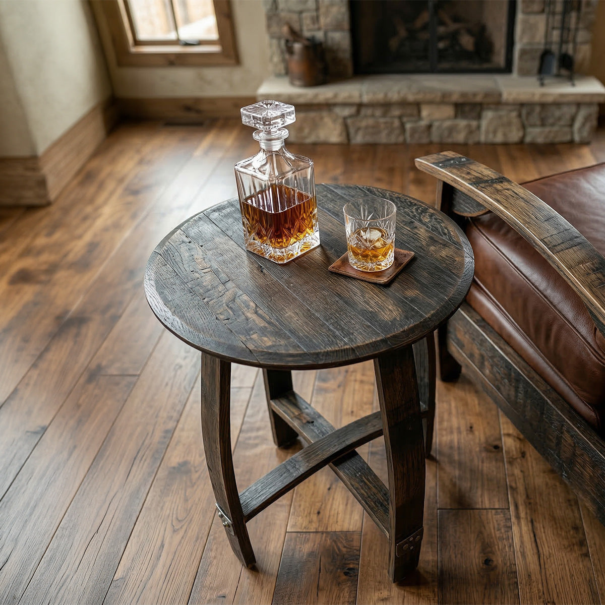 Bad Ass Recliners Whiskey Barrel Top Side Table