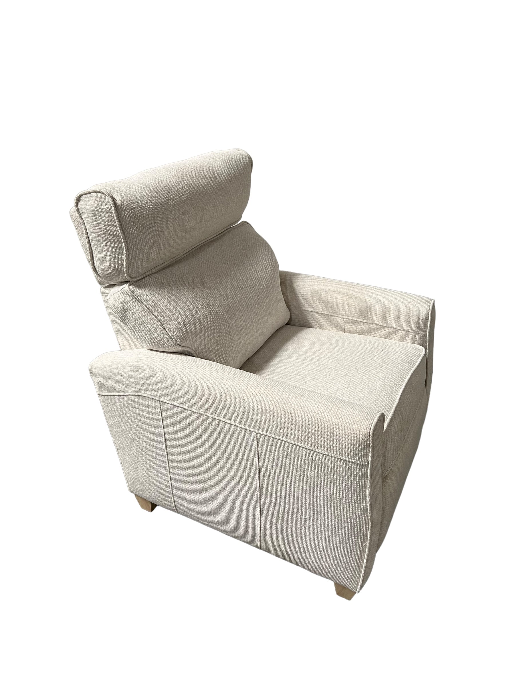 Side view of leather glider recliner chair