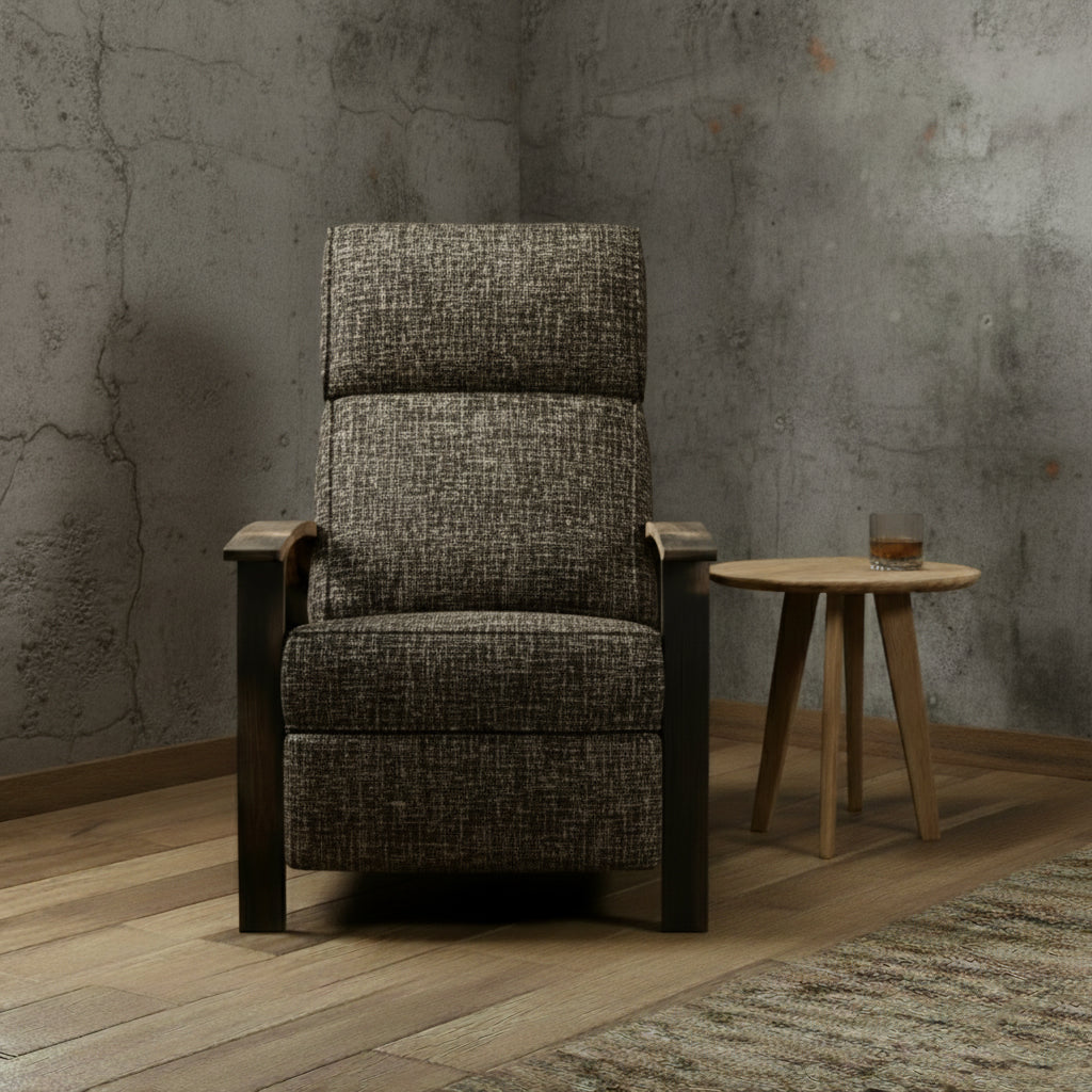 Whiskey Barrel Recliner - Coffee Plush Fabric