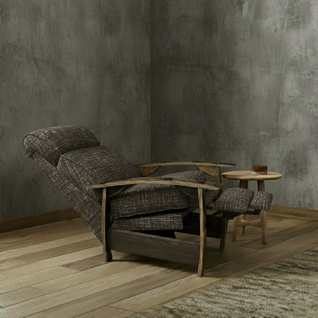 Whiskey Barrel Recliner - Coffee Plush Fabric