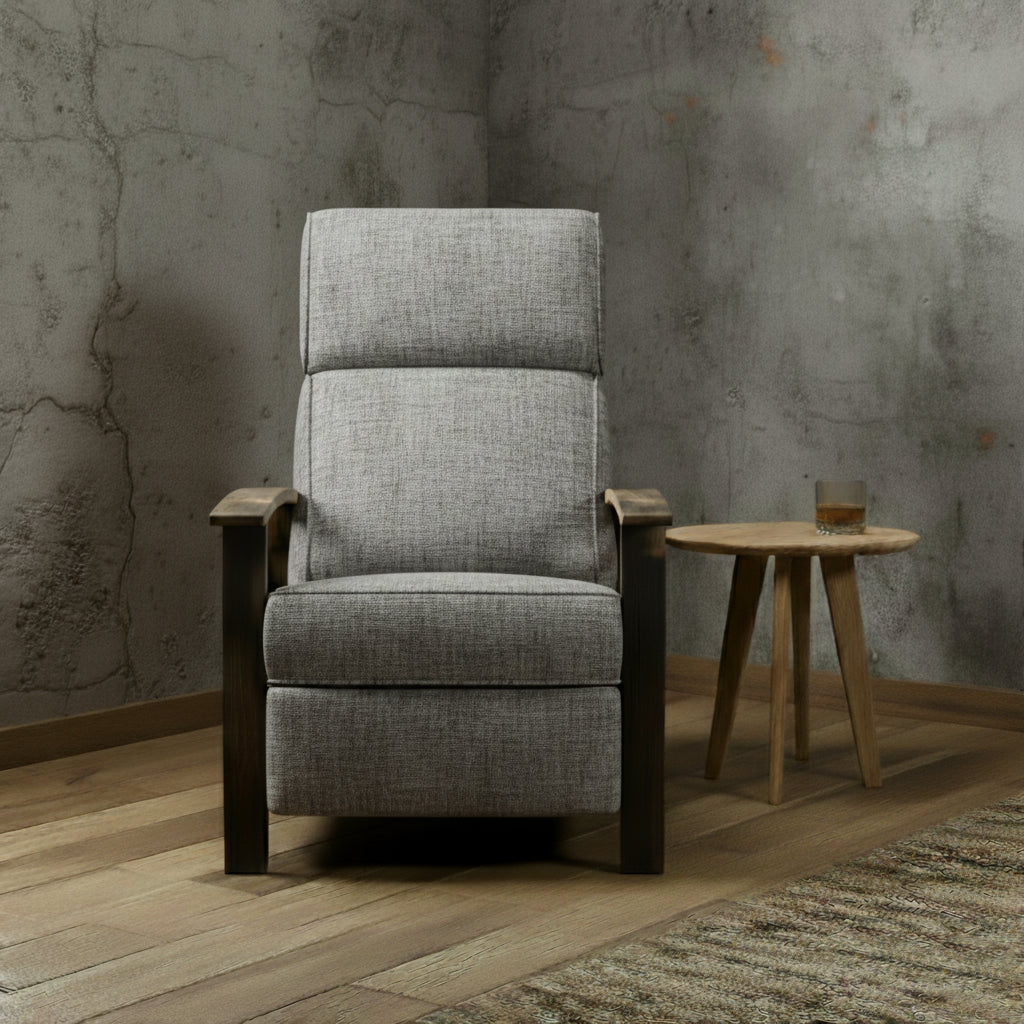 Whiskey Barrel Recliner - Gray Plush Fabric