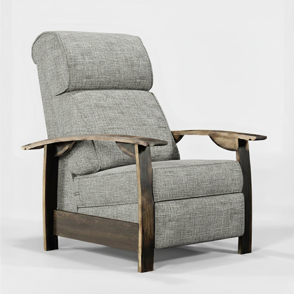Whiskey Barrel Recliner - Gray Plush Fabric