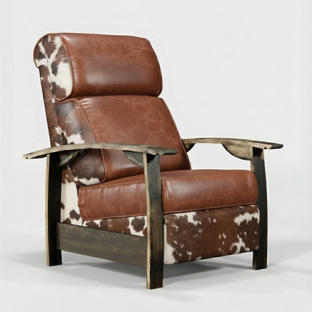 Whiskey Barrel Recliner - Tri-Color Hide