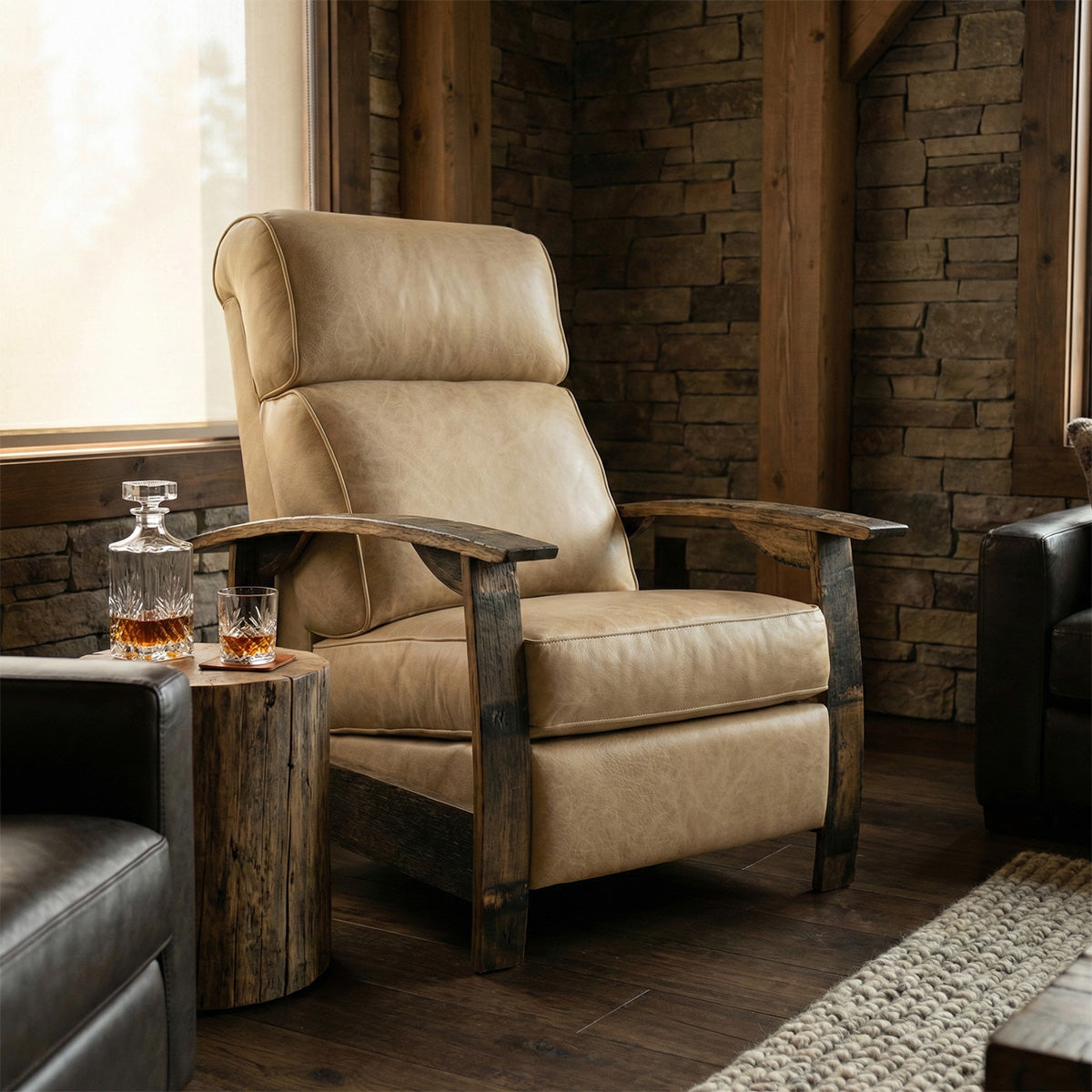 Whiskey Barrel Recliner - Saloon French Vanilla