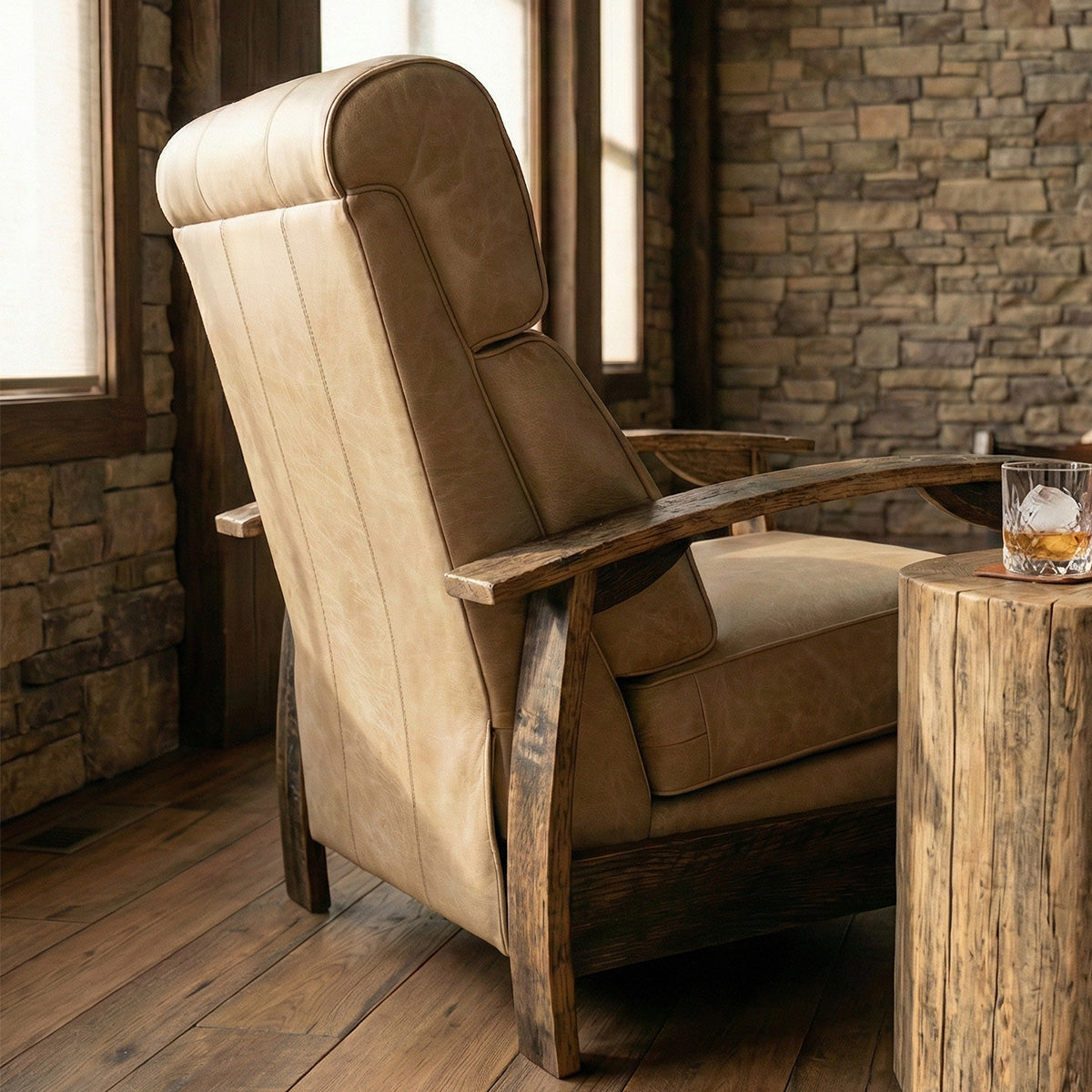 Whiskey Barrel Recliner - Saloon French Vanilla