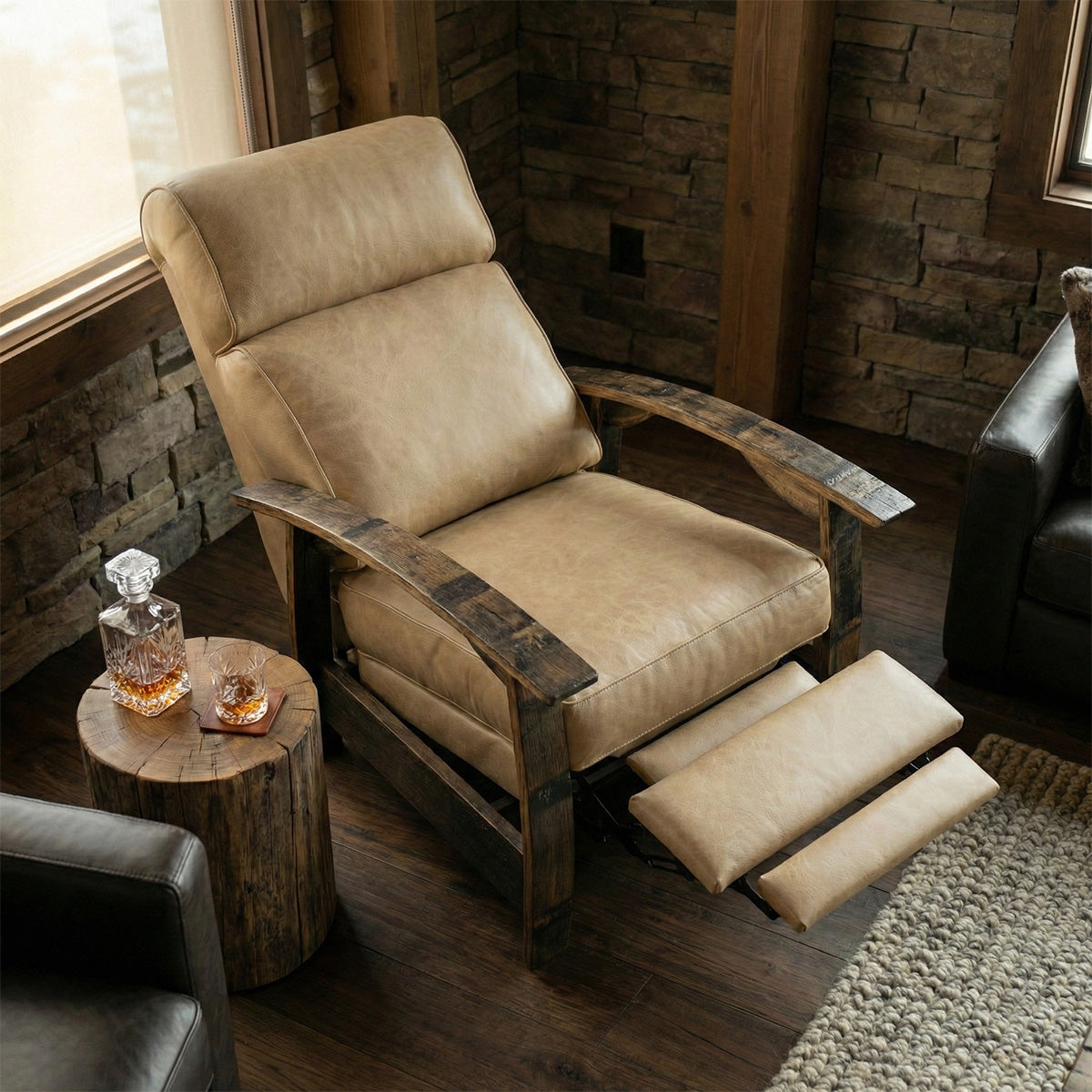 Whiskey Barrel Recliner - Saloon French Vanilla