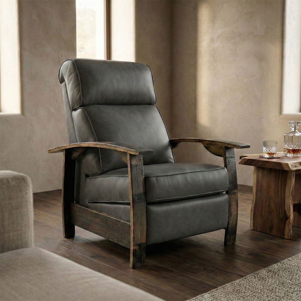 Whiskey Barrel Recliner - Saloon Gray