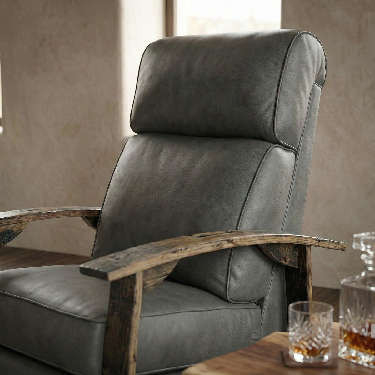 Whiskey Barrel Recliner - Saloon Gray