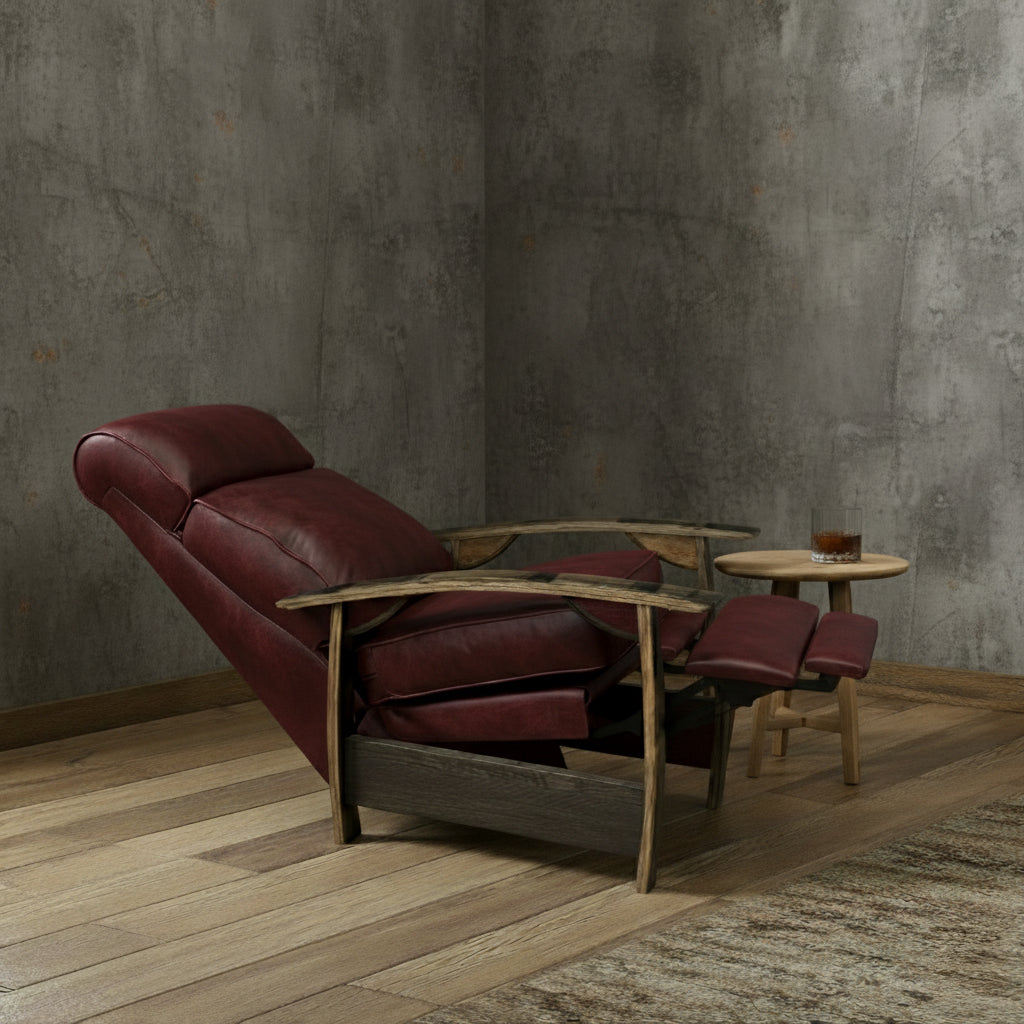 Whiskey Barrel Recliner - Saloon Oxblood