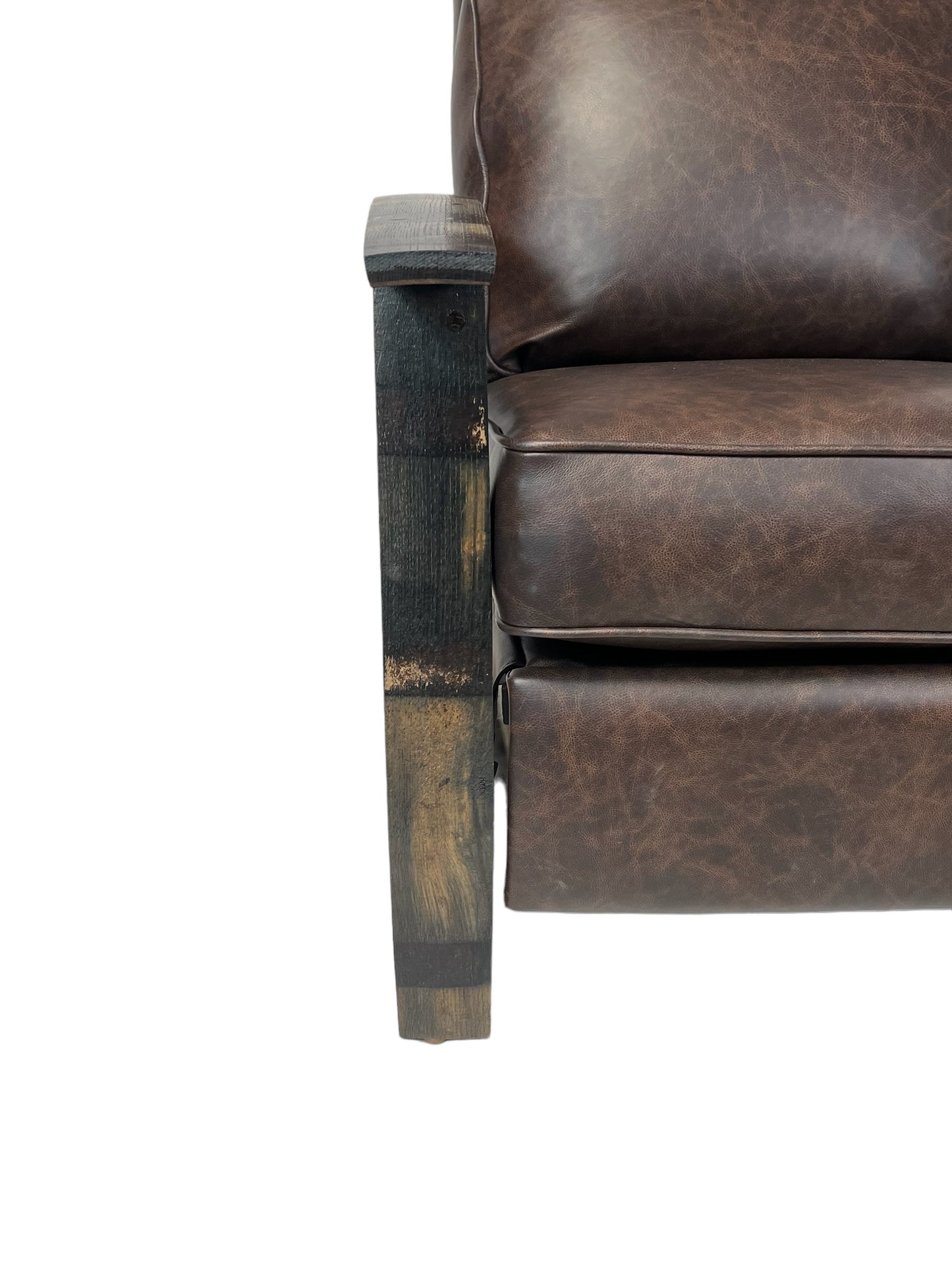 Side view of a brown barrel recliners