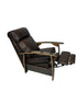 Brown leather barrel recliners with extended footrest
