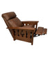 Brown arts and crafts recliner with extended footrest