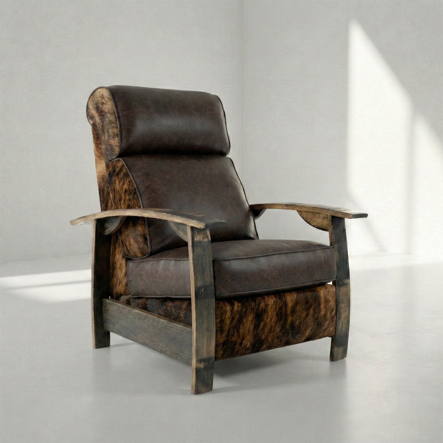 Whiskey Barrel Recliner - Brindle Hide