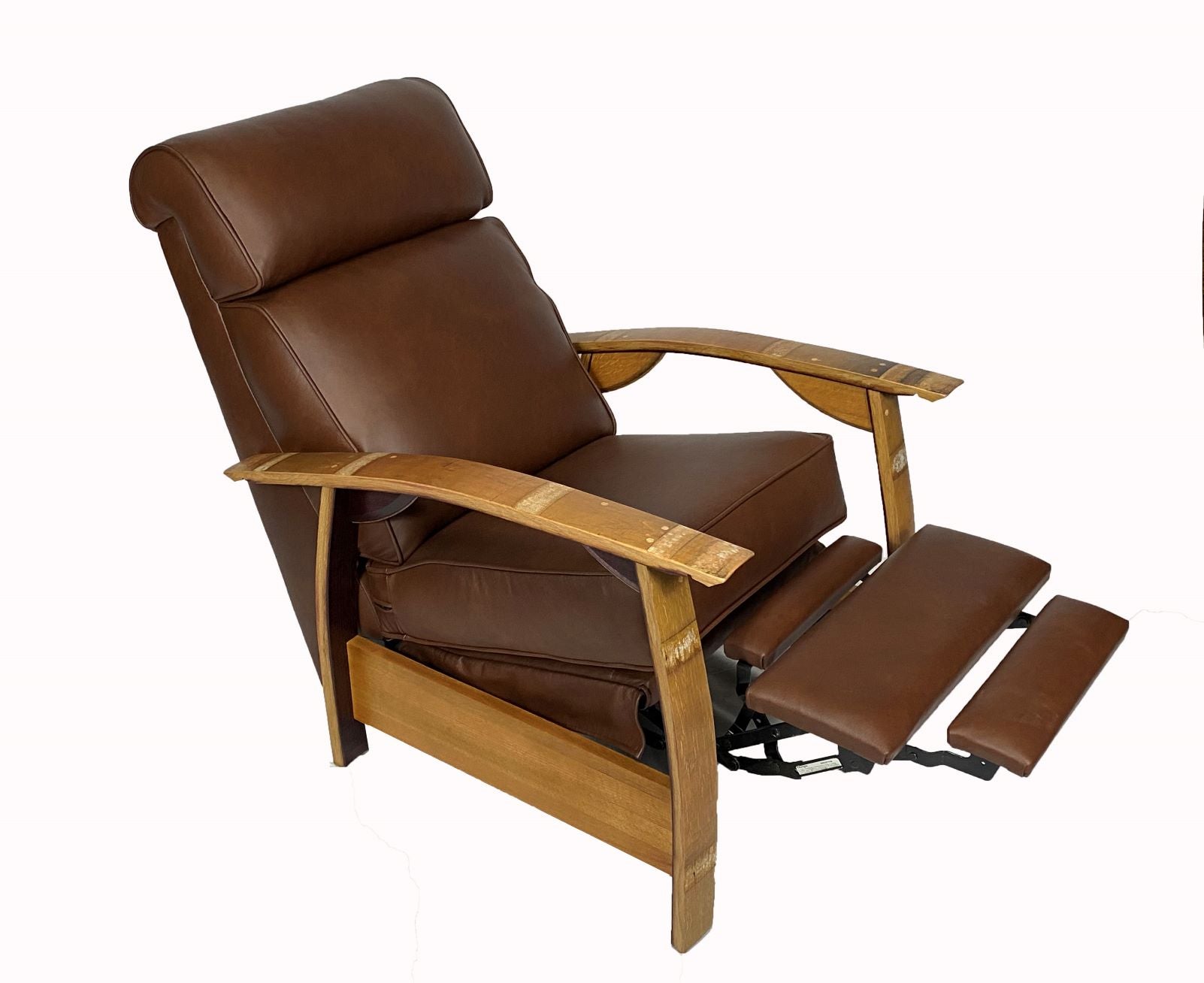 A brown Genuine leather recliners with extended footrest